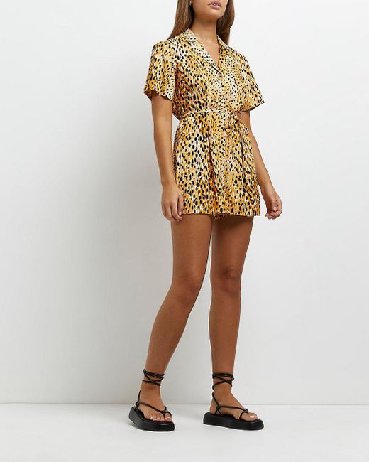 river island animal print playsuit