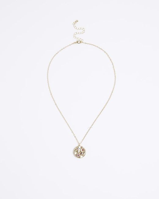 River Island White Metal Rainbow Pendent Necklace