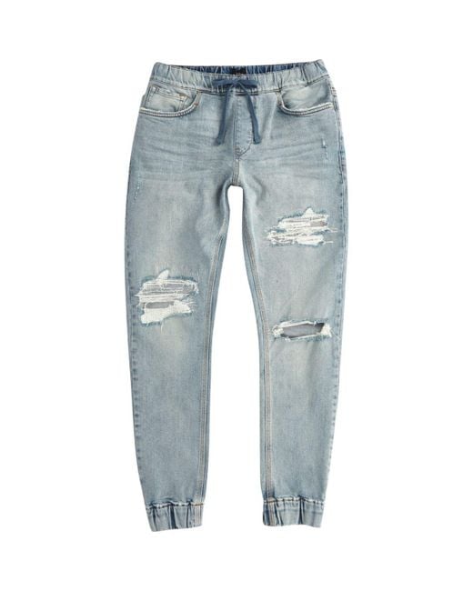 Lyst - River Island Light Blue Ripped Jogger Jeans Light Blue Ripped ...