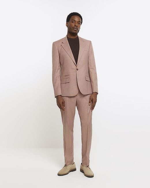 River Island Pink Textured Suit Jacket for men