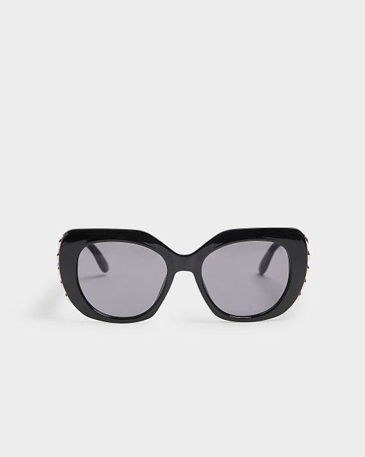 River Island Black Embellished Square Sunglasses