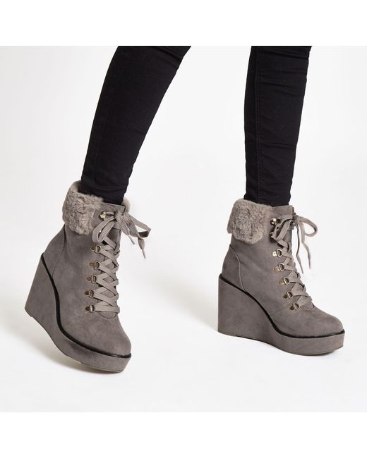 gray lace up boots