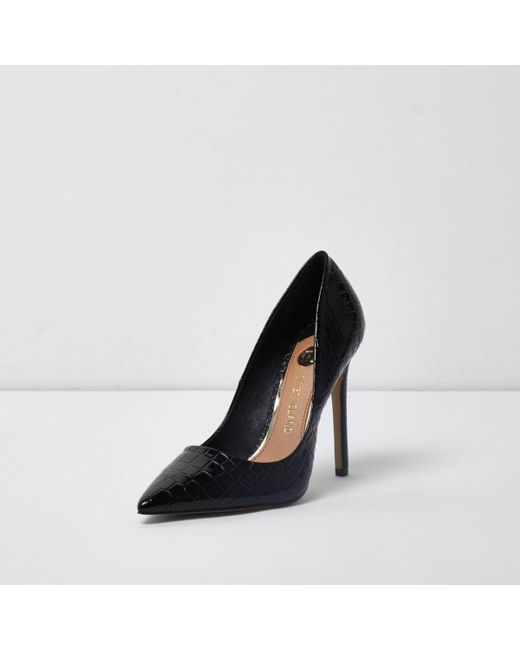 Black croc court shoes new arrivals