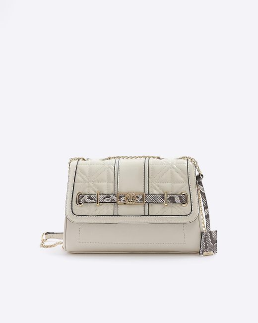 River Island White Cream Quilted Chain Strap Shoulder Bag