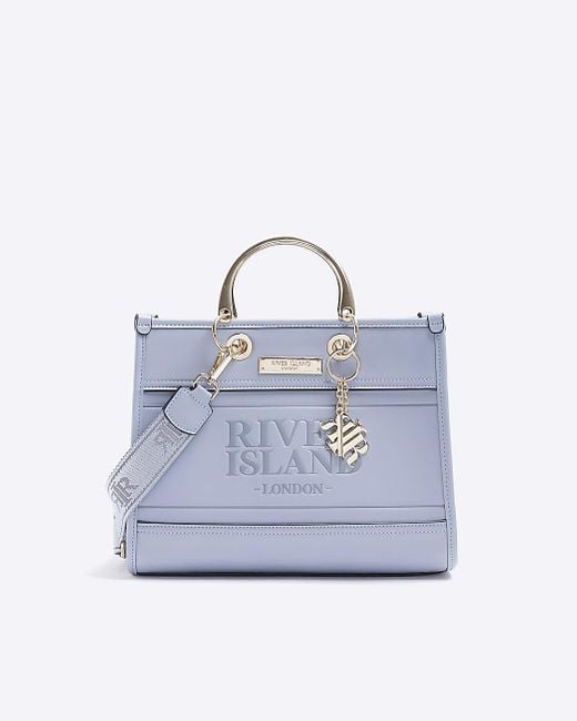 River Island Grey Tote Bag in Blue Lyst