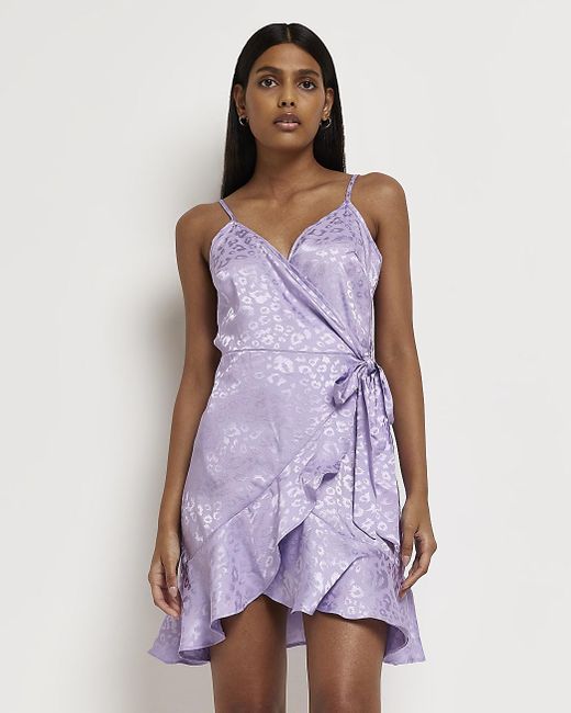 River Island Purple Animal Print Satin Mini Dress Lyst UK