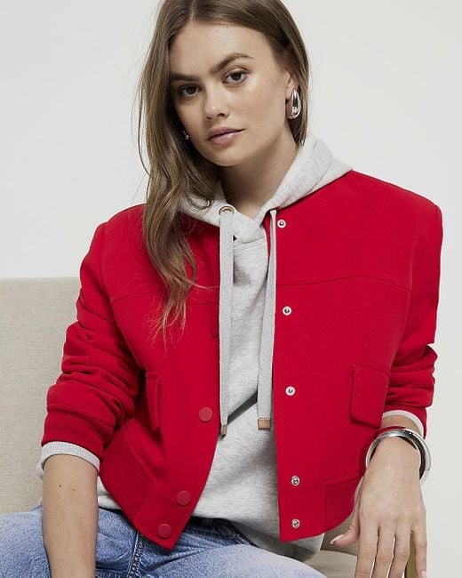 River Island Red Tailo Crop Bomber Jacket