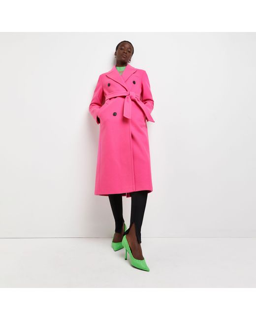 river island pink coat