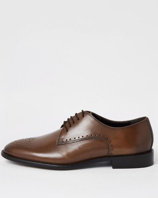 River Island Brown Leather Lace-up Oxford Brogues for men