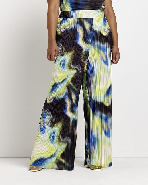 River Island Plus Blue Ombre Wide Leg Trousers Lyst Canada