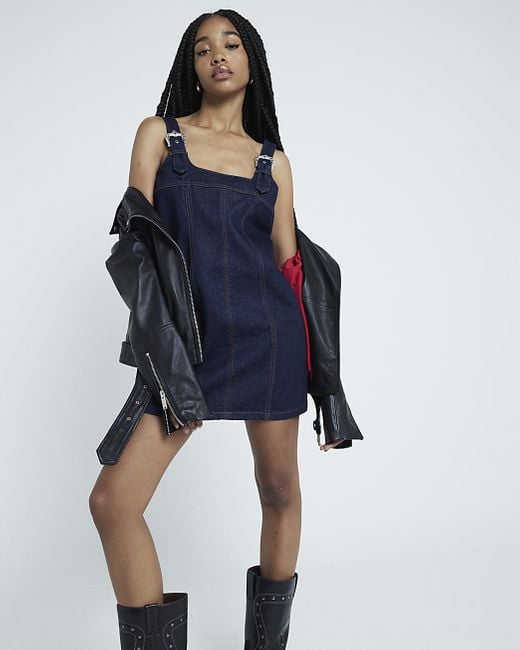 River fashion island black denim dress