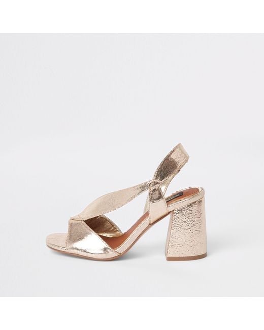 River Island Metallic Wide Fit Heeled Sandals