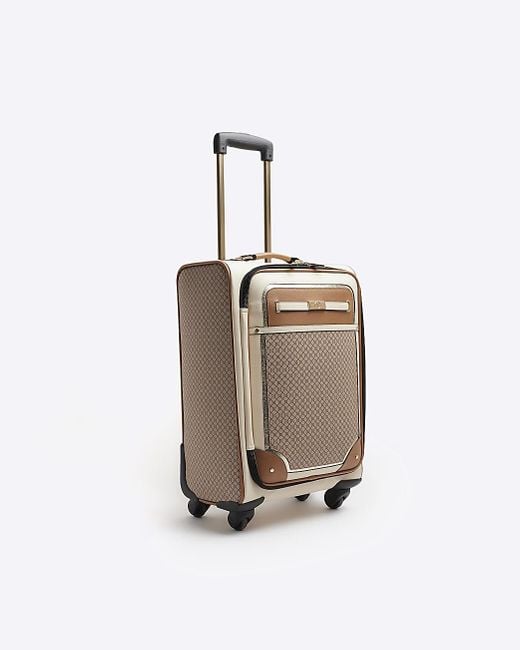River Island White Monogram Panelled Suitcase