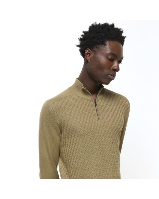 Khaki half zip clearance jumper
