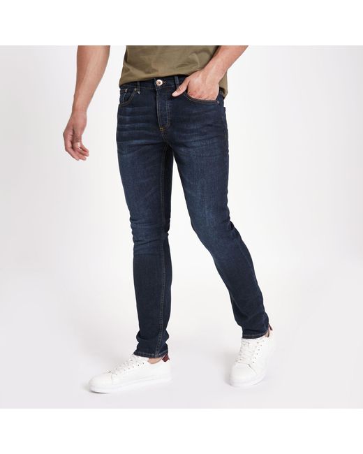Dark Blue Fade Sid Skinny Jeans for Men 