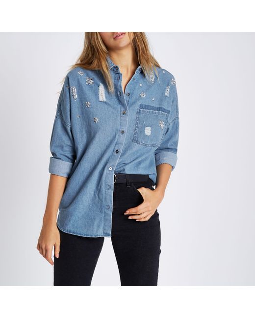 River Island Blue Jewel Embellished 