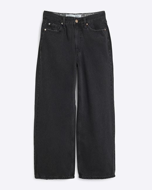 River Island Black Petite Relaxed Straight Jeans