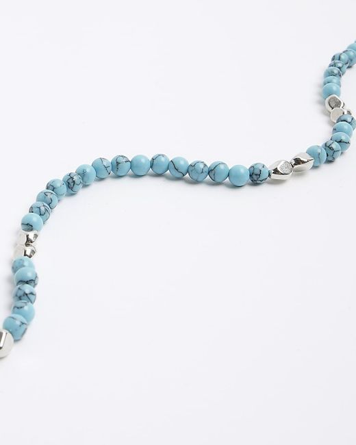 River Island Blue Metal Beaded Necklace for men
