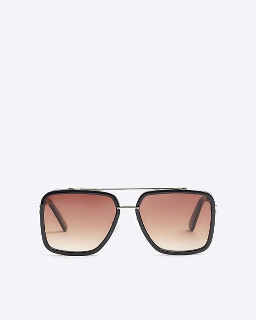 River Island Pink Brown Navigator Sunglasses for men