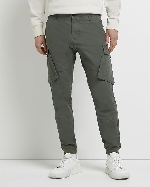 River Island Khaki Tapered Cargo 
