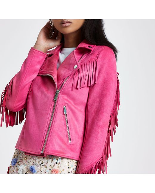 bright pink moto jacket