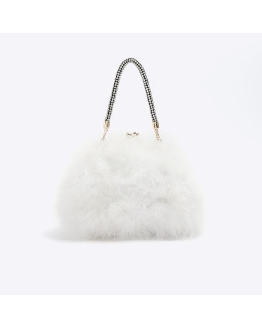 River Island Blue White Feather Cross Body Bag