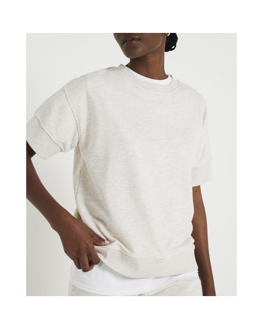 River Island White Beige Sweatshirt T-shirt