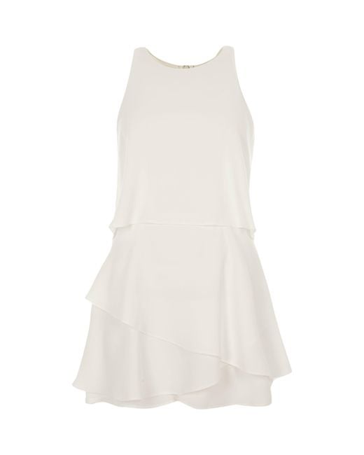 River Island White Layered Frill Playsuit