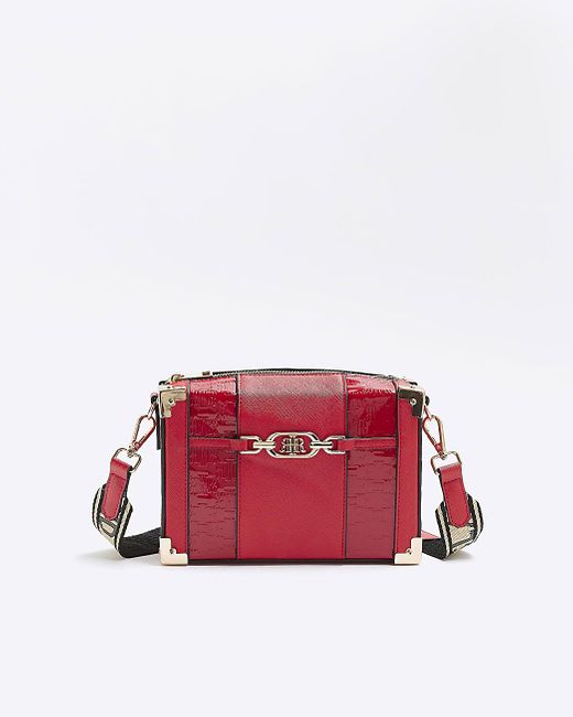River Island Red Embossed Trunk Bag Lyst