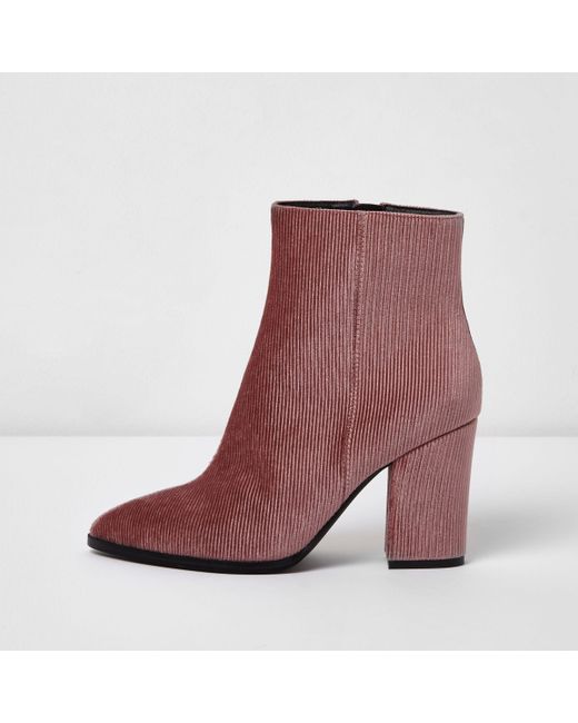 River Island Pink Corduroy Block Heel 