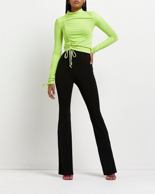 River Island Black Flared Trousers | Lyst