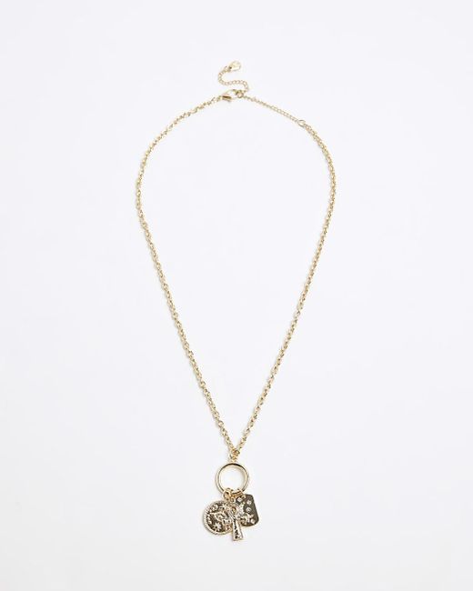 River Island White Gold Colour Charm Necklace