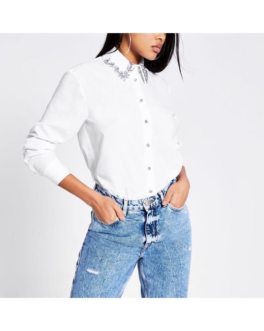 River island on sale diamante shirt