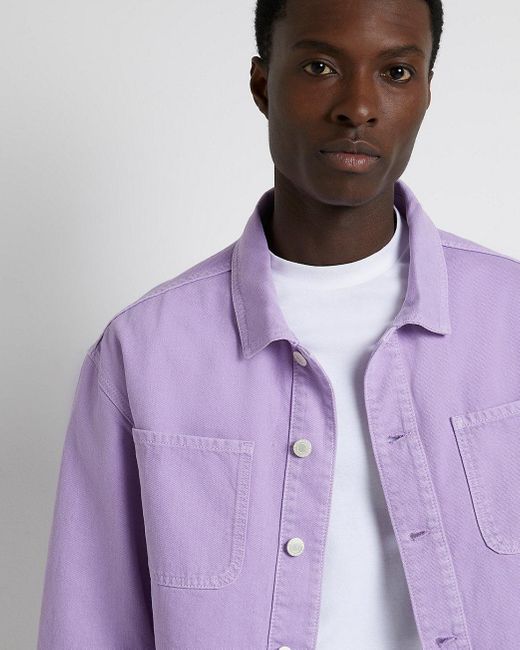 River Island Purple Boxy Fit Denim Jacket for Men Lyst UK