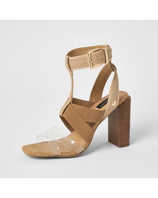 river island brown back strap sandals