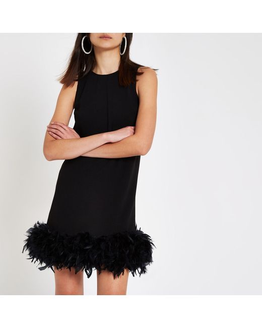 River Island Black Feather Trim Swing 