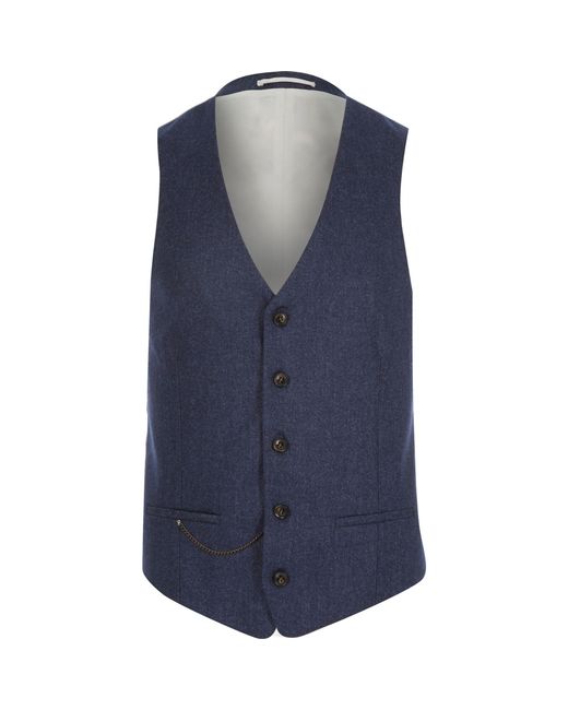 River Island Blue Wool-blend Slim Suit Waistcoat for men