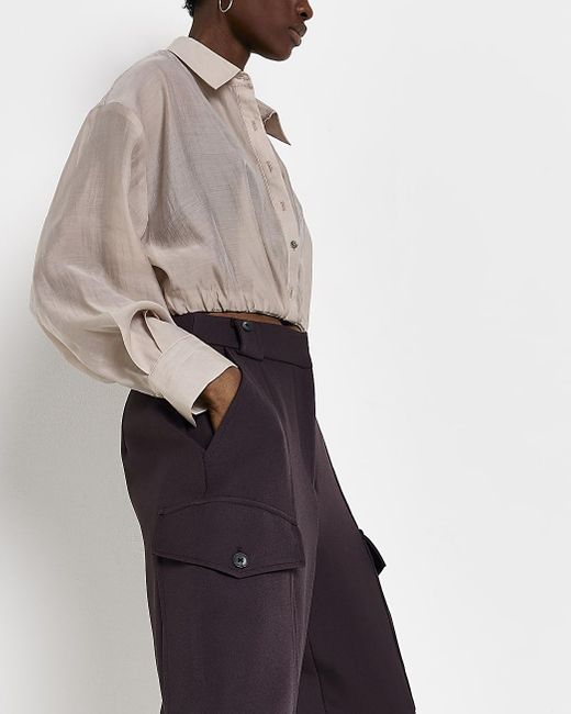 River Island Brown Tapered Trousers | Lyst