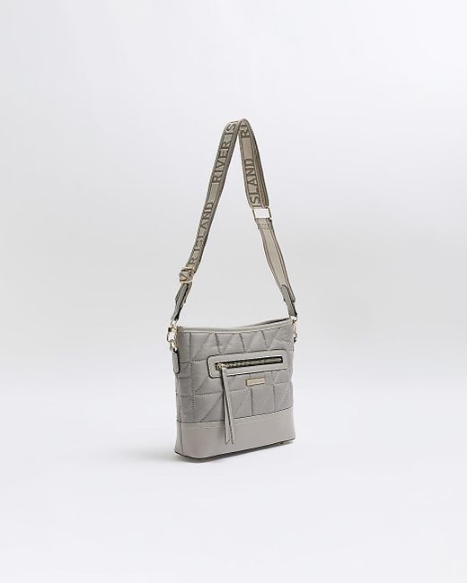 River Island Grey Quilted Cross Body Bag in White Lyst