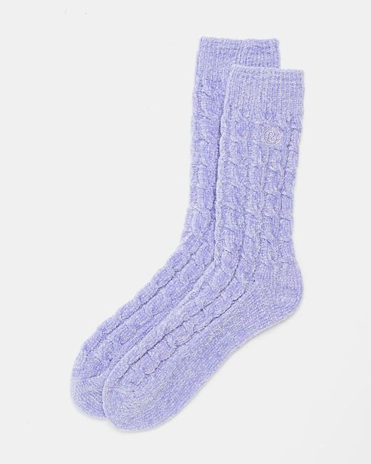 River Island Purple Chenille Ankle Socks Lyst