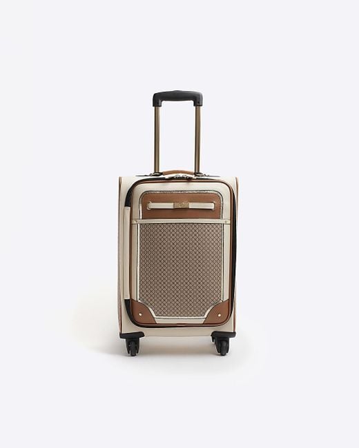 River Island White Monogram Panelled Suitcase