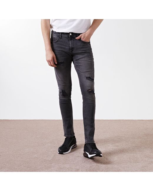 Black washed jeans ripped Clearance