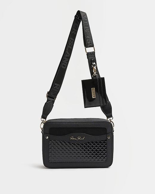 River Island Patent Embossed Cross Body Bag in Black Lyst Australia