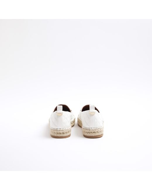 River Island White Quilted Espadrille Shoes