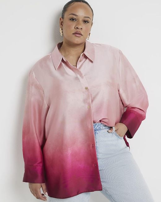 River Island Pink Ombre Oversized Shirt
