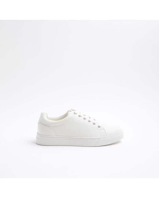 River Island White Lace Up Trainers for men