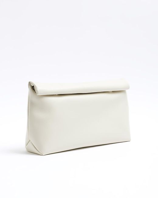 River Island Natural Cream Roll Top Clutch Bag