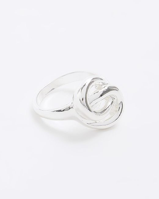 River Island White Silver Colour Knot Ring
