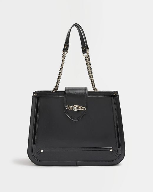 River Island Black Chain Tote Bag Lyst