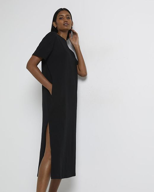 River Island Black T-shirt Midi Dress 